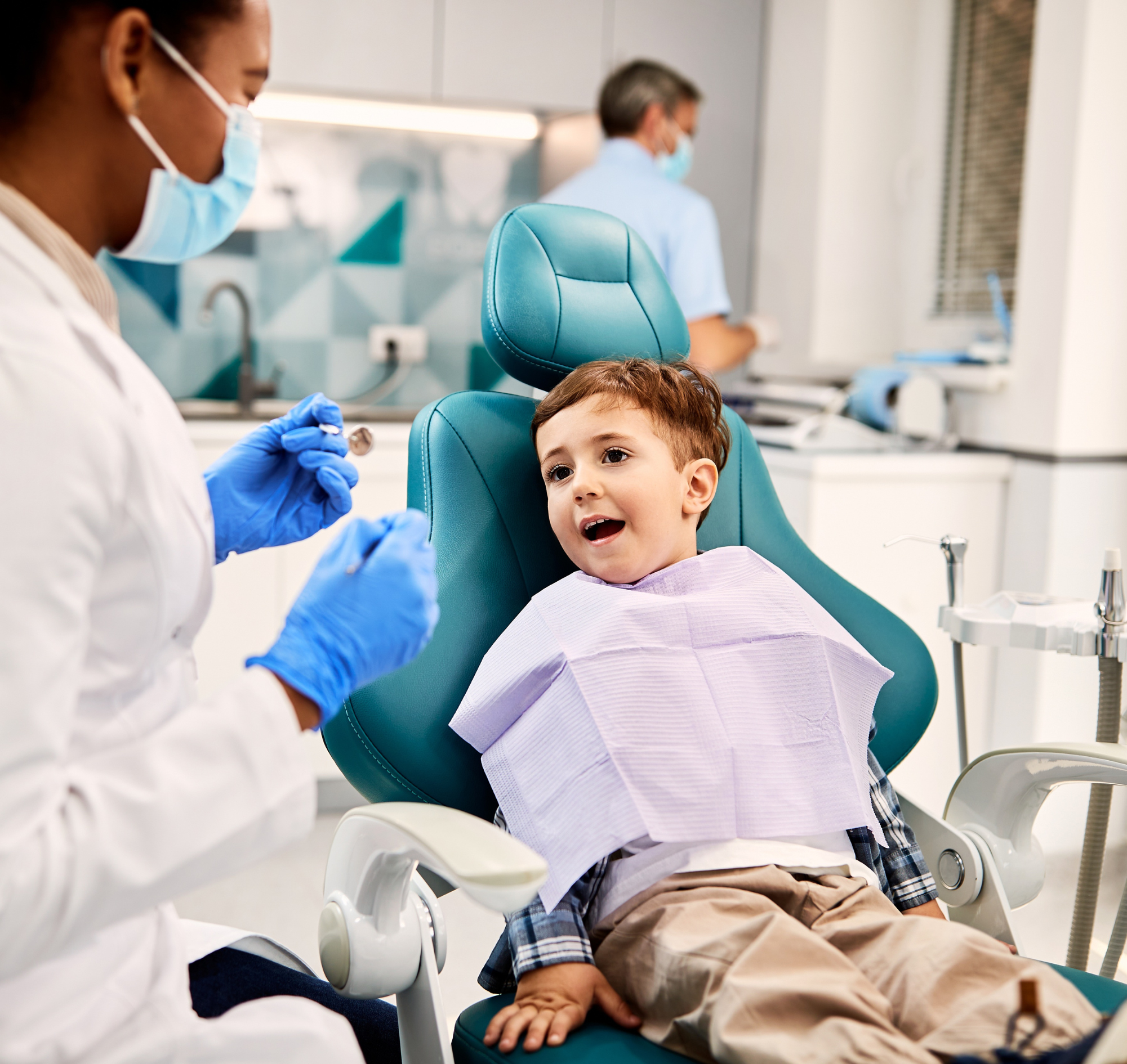Smiling child at the dentist
