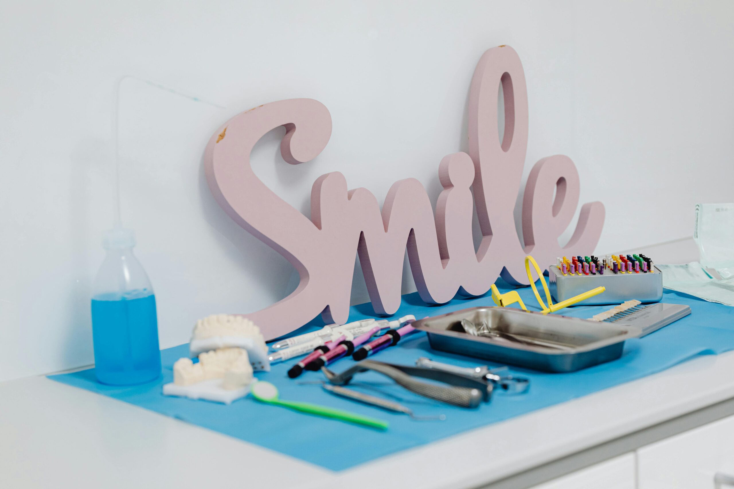 A happy sene in a dental office.
